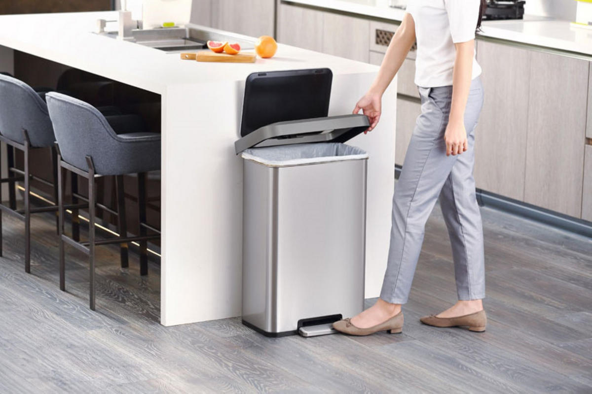 MÜLLEIMER Rechteckiger Aus Gebürstetem Edelstahl 45 Liter Silber - Silberfarben, Metall (43.5/65.2/33.5cm) - PROREGAL