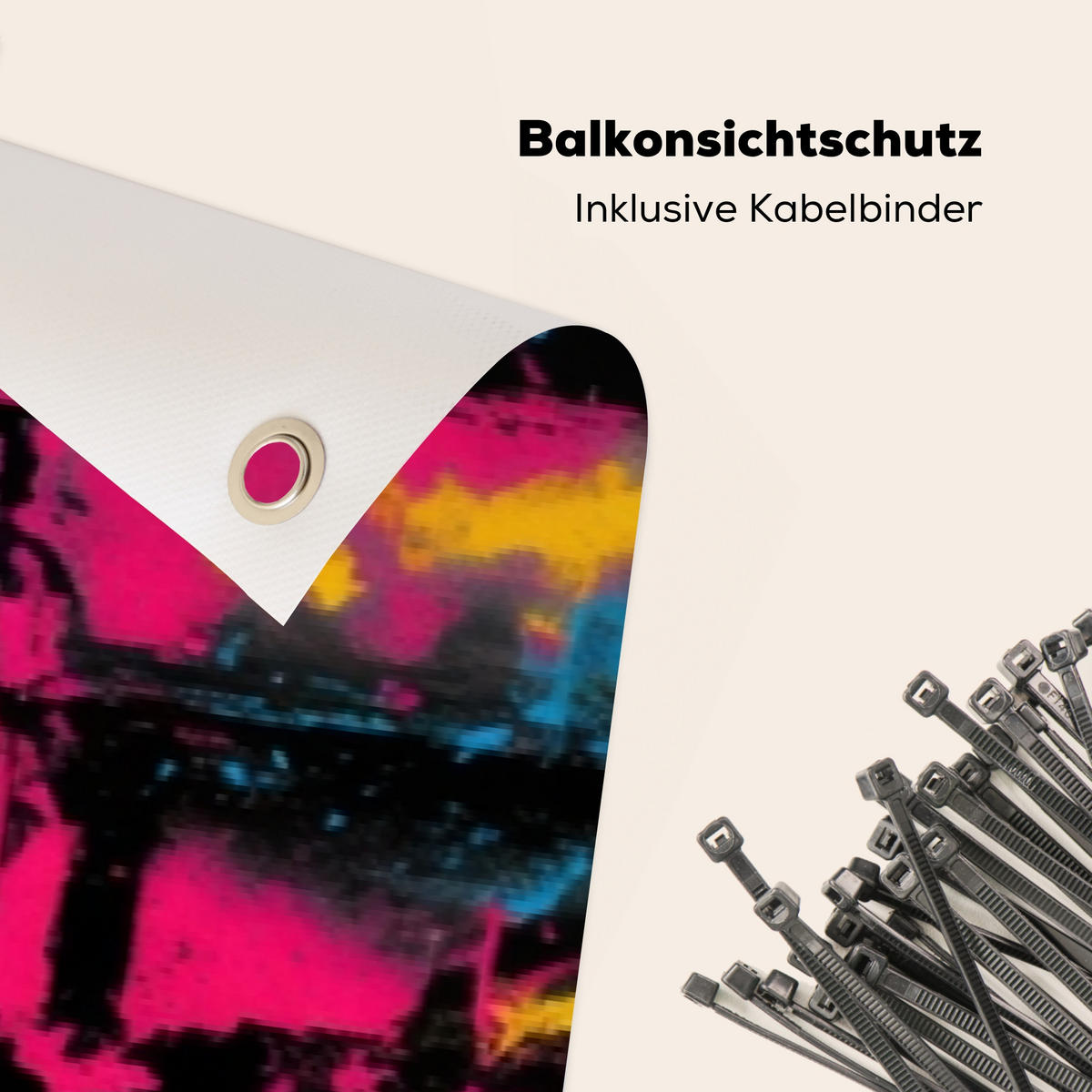 BALKON-SICHTSCHUTZ Straßenkunst - Bunt - Wand - Schwarz, Kunststoff (500/85cm) - MuchoWow