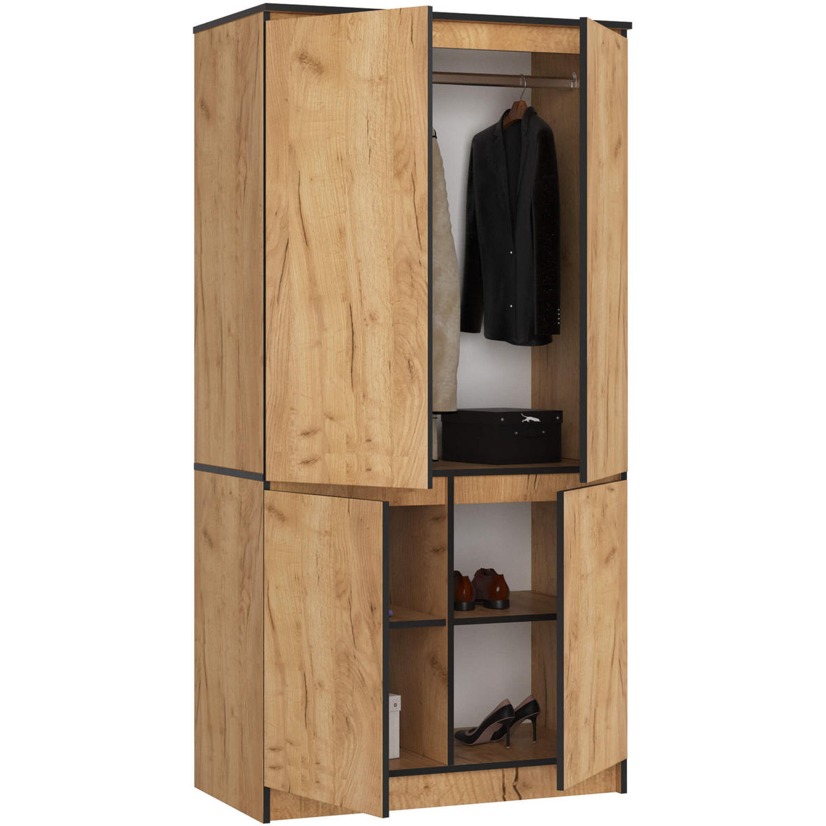 KLEIDERSCHRANK Eiche Craft 90x51x180 cm - Eichefarben, Holzwerkstoff (90/180/51cm) - Akord