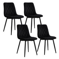 STOL Svart 4-pack sammet metallben - Svart, Trä/Textil (43/86/53.5cm) - Relaxdays