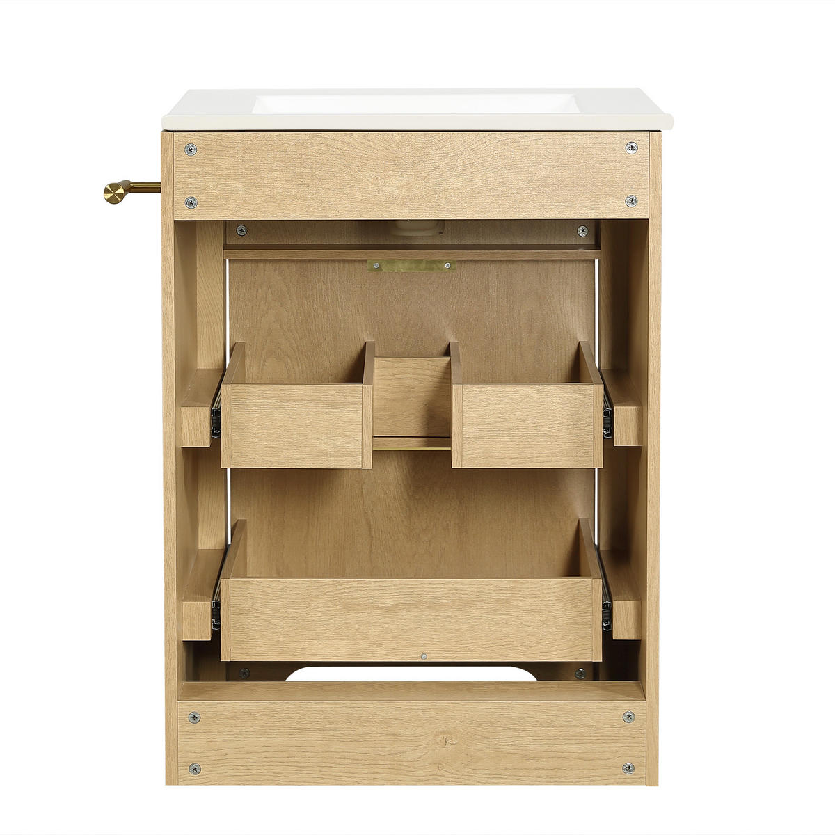 BADEZIMMERSCHRANK Holzoptik Keramik Waschbecken Schubladen 61cm - Naturfarben, Keramik (61/82/47cm) - FLIEKS