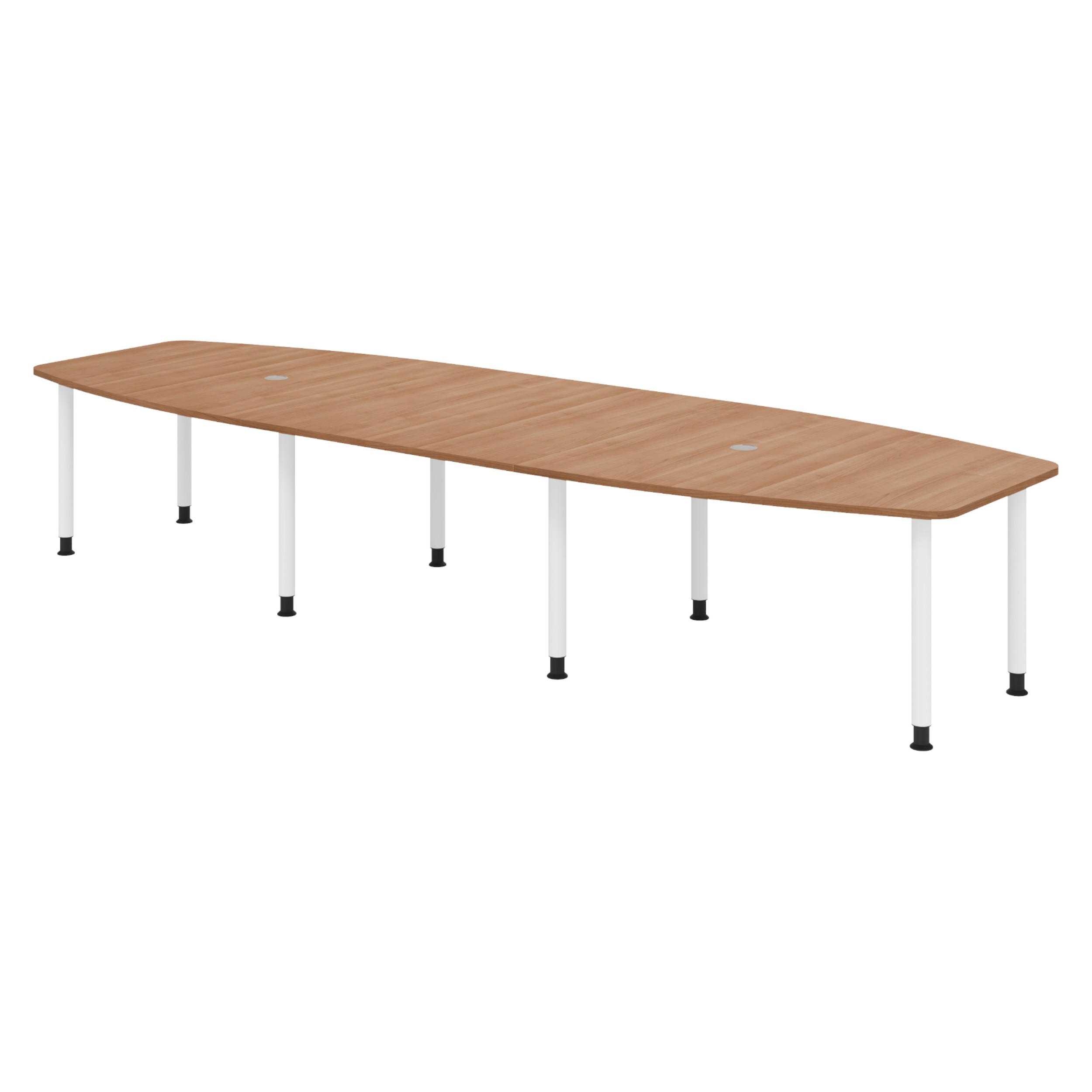 KONFERENZTISCH groß KT40 130/400/74 cm in Nussbaumfarben/Füße in Weiß - Nussbaumfarben/Weiß, Holzwerkstoff (130/400/74cm) - bümö