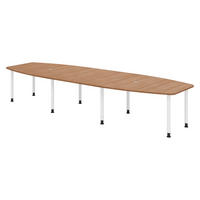 KONFERENZTISCH groß KT40 130/400/74 cm in Nussbaumfarben/Füße in Weiß - Nussbaumfarben/Weiß, Holzwerkstoff (130/400/74cm) - bümö