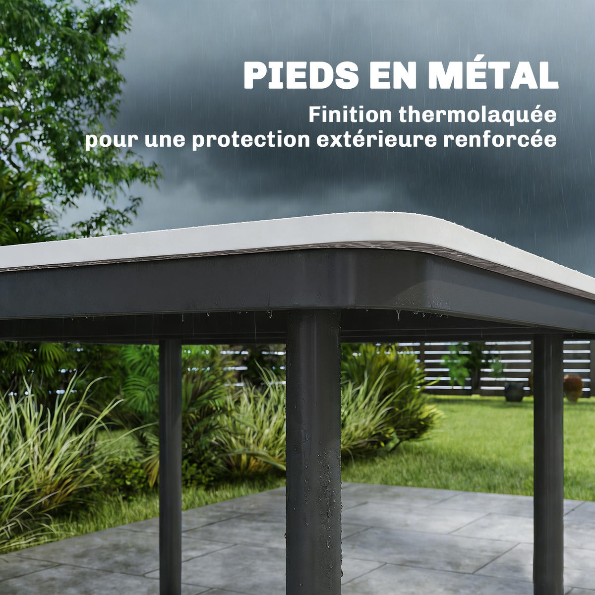 GARTENTISCH DE-14197 mit Schirmhalterung, 85x85 cm Grau - Hellgrau, Metall (85/85/72.5cm) - ComfortXL