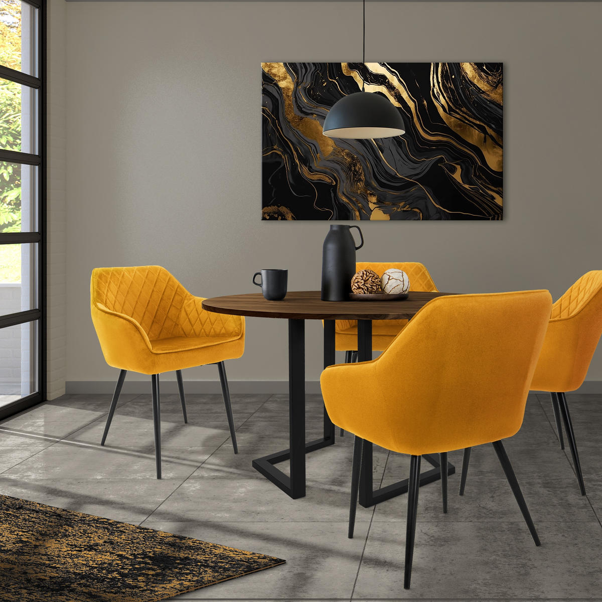 ESSZIMMERSTUHL Samt Gelb 2er Set - Gelb, Textil (60/80/63cm) - ML-DESIGN
