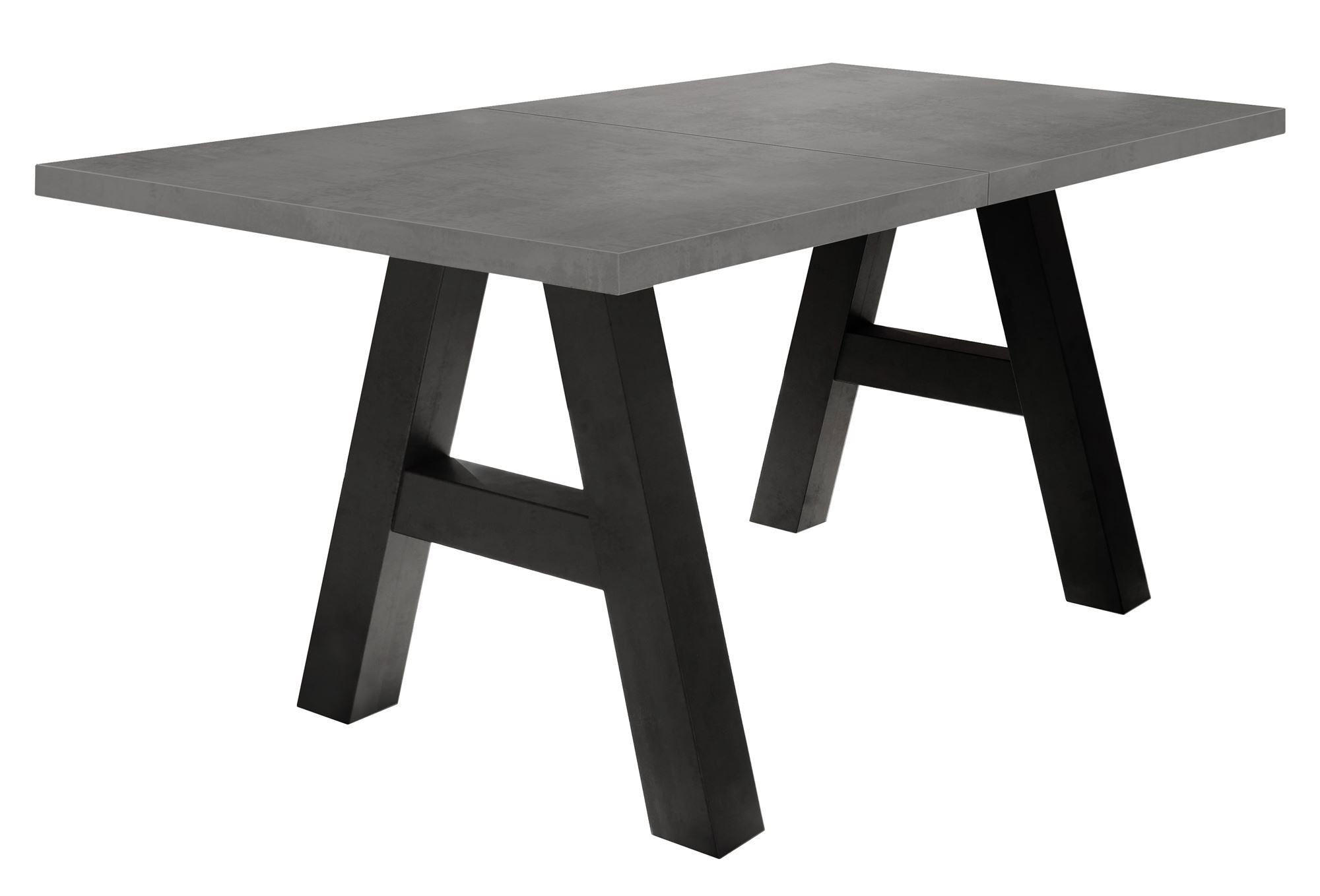 ESSTISCH ausziehbar Elia 7 140 x 90 x 75 Esszimmertisch Schwarzstahl/Graphit - Grau, Holz (140/90/75cm) - 58aufmkessel