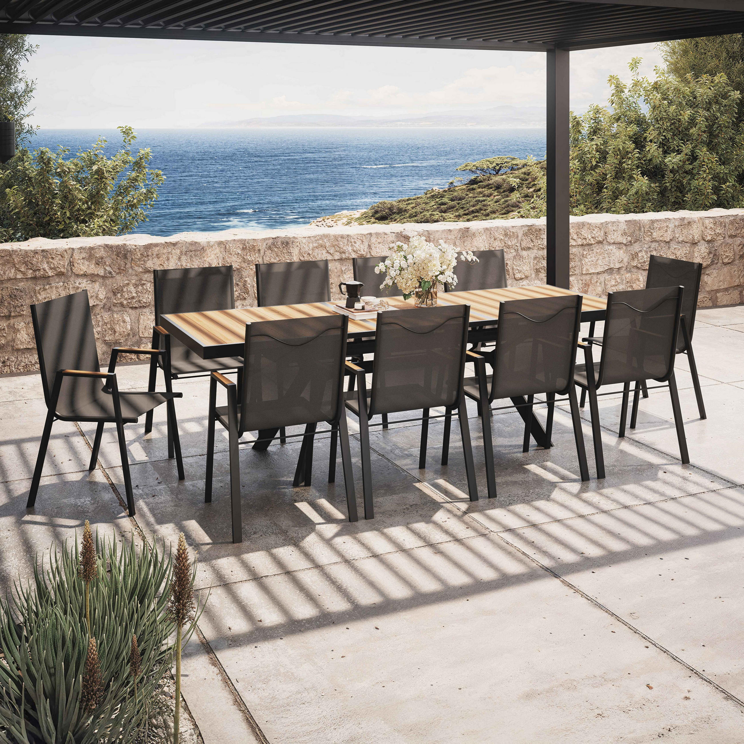 GARTENSET 11er-tlg., Grau - Grau, Metall - Oviala