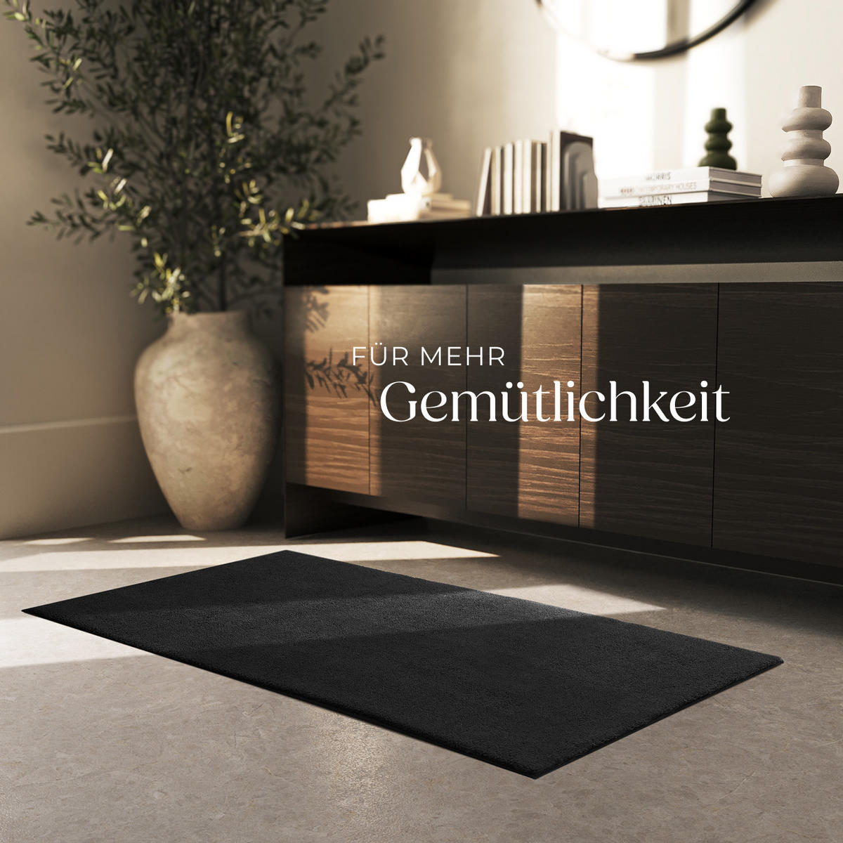 KURZFLORTEPPICH Soft Zone,rutschfeste Unterseite,schwarz - Schwarz, Kunststoff (150/80cm) - tectake