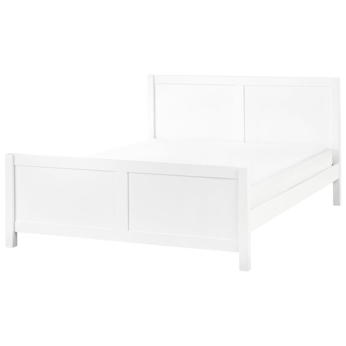 BETT mit Lattenrost 160x200 cm Weiß Champagnat - Weiß, Holz (160/200cm) - Beliani