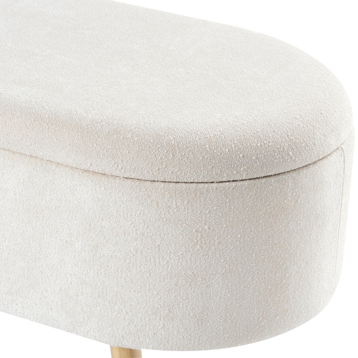 POLSTERBANK Cremeweiß Oklahoma - Creme/Braun, Naturmaterialien (100/46/37cm) - Beliani