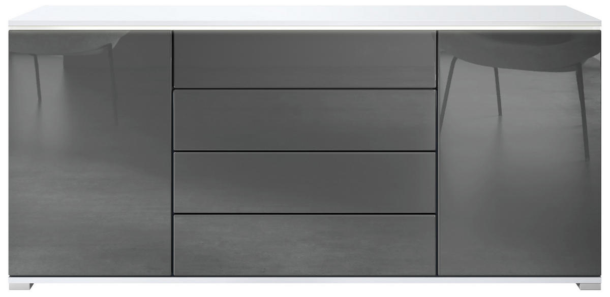 SIDEBOARD Faro Grau Hochglanz - Grau, Holzwerkstoff (166.5/75.5/35cm) - Vladon