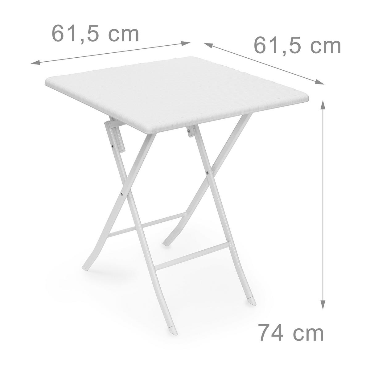 GARTENTISCH - Weiß, Kunststoff/Metall (61.5/61.5/74cm) - Relaxdays