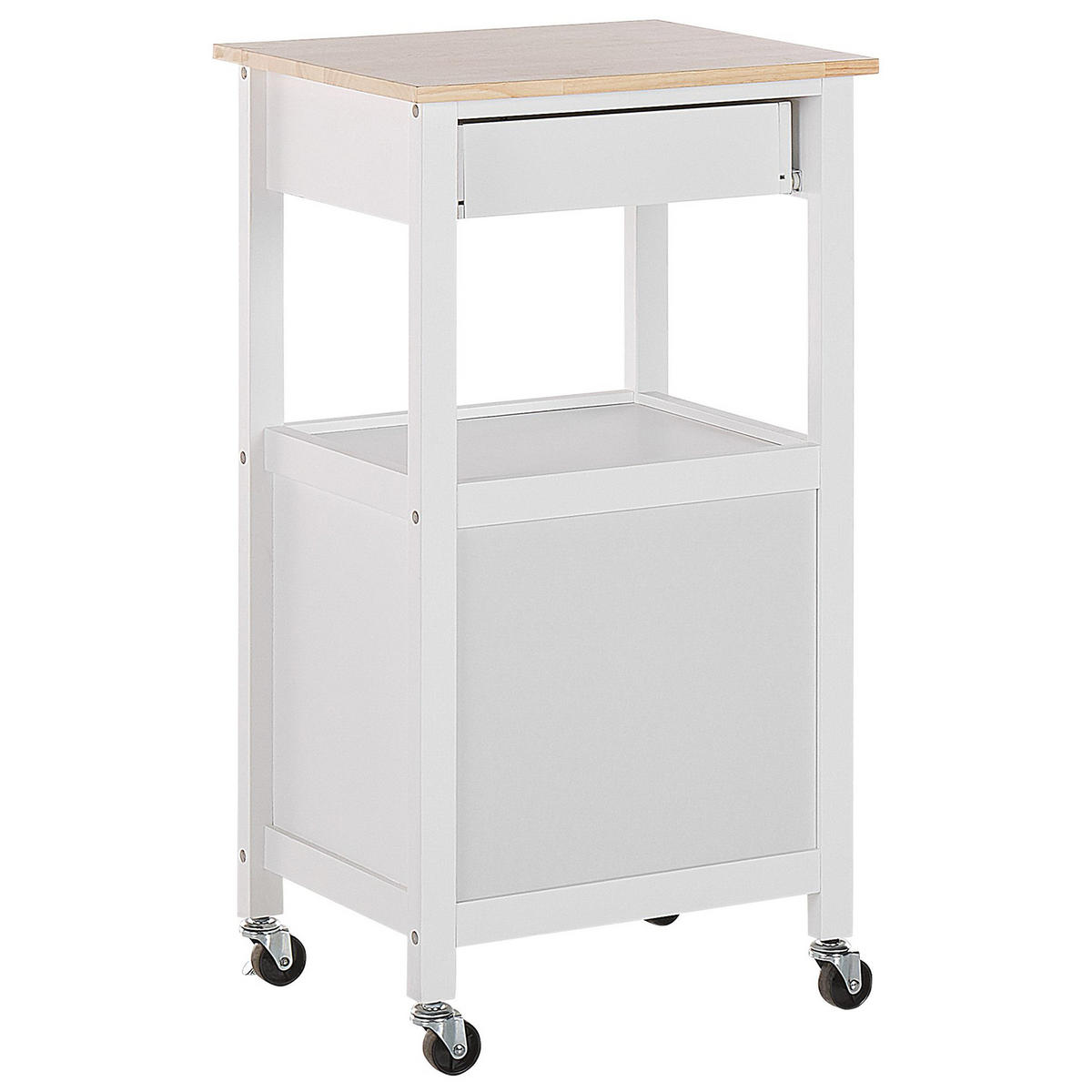 SERVIERWAGEN weiß/heller Holzfarbton mit Schublade Siena - Hellbraun/Weiß, Holzwerkstoff (48/89/39cm) - Beliani