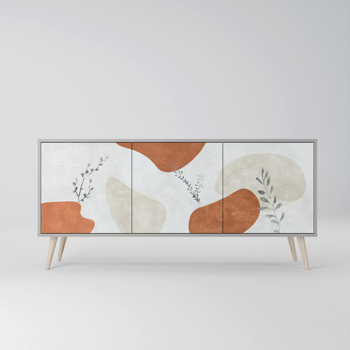 SIDEBOARD TRANQUIL TWIG, Eicheneffekt, 164,5x42x77,5 cm, 3 Türen - Eichefarben/Buchefarben, Holzwerkstoff/Buchenholz (164.5/77.5/42cm) - SpaceRebels