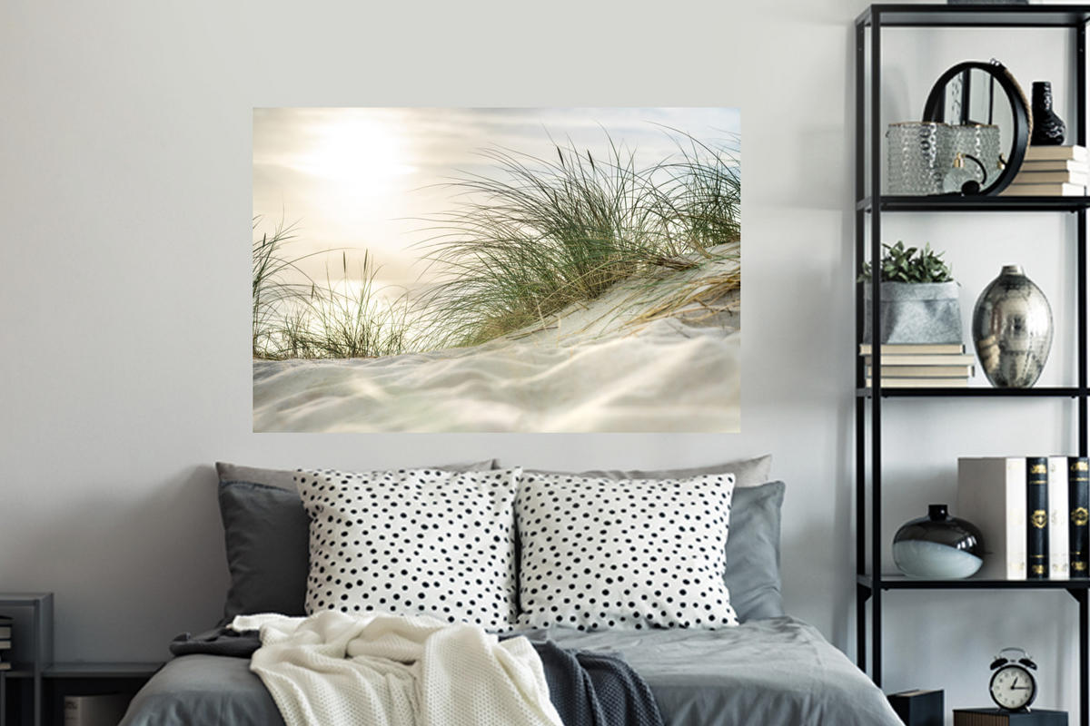 WANDTATTOO Dünen - Strand - Schlewswig-Holstein - Wattenmeer 120x80 cm - Creme, Kunststoff (120/80/0.1cm) - MuchoWow