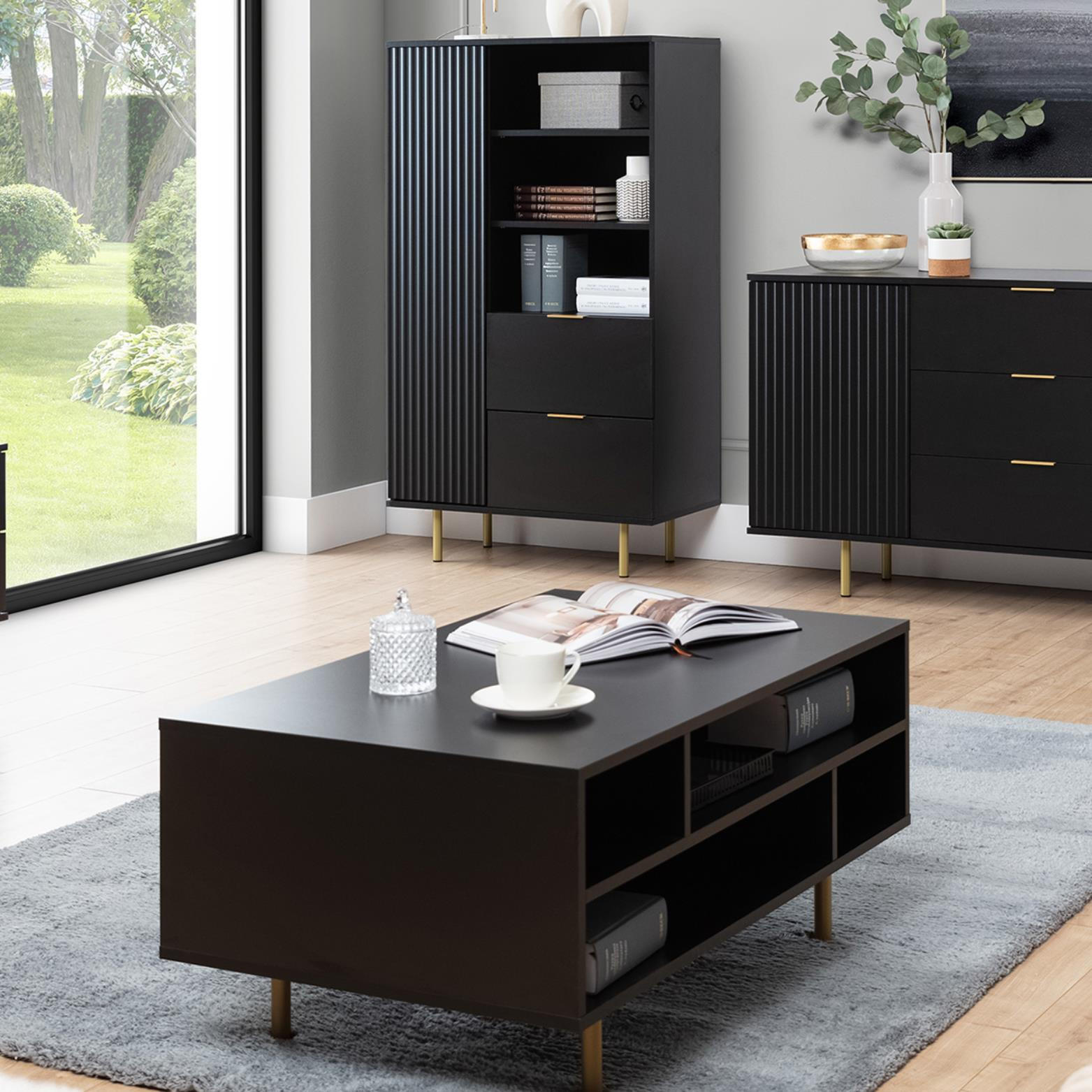 COUCHTISCH Bianco Schwarz - Schwarz, Holzwerkstoff (60/100/45cm) - Bettso