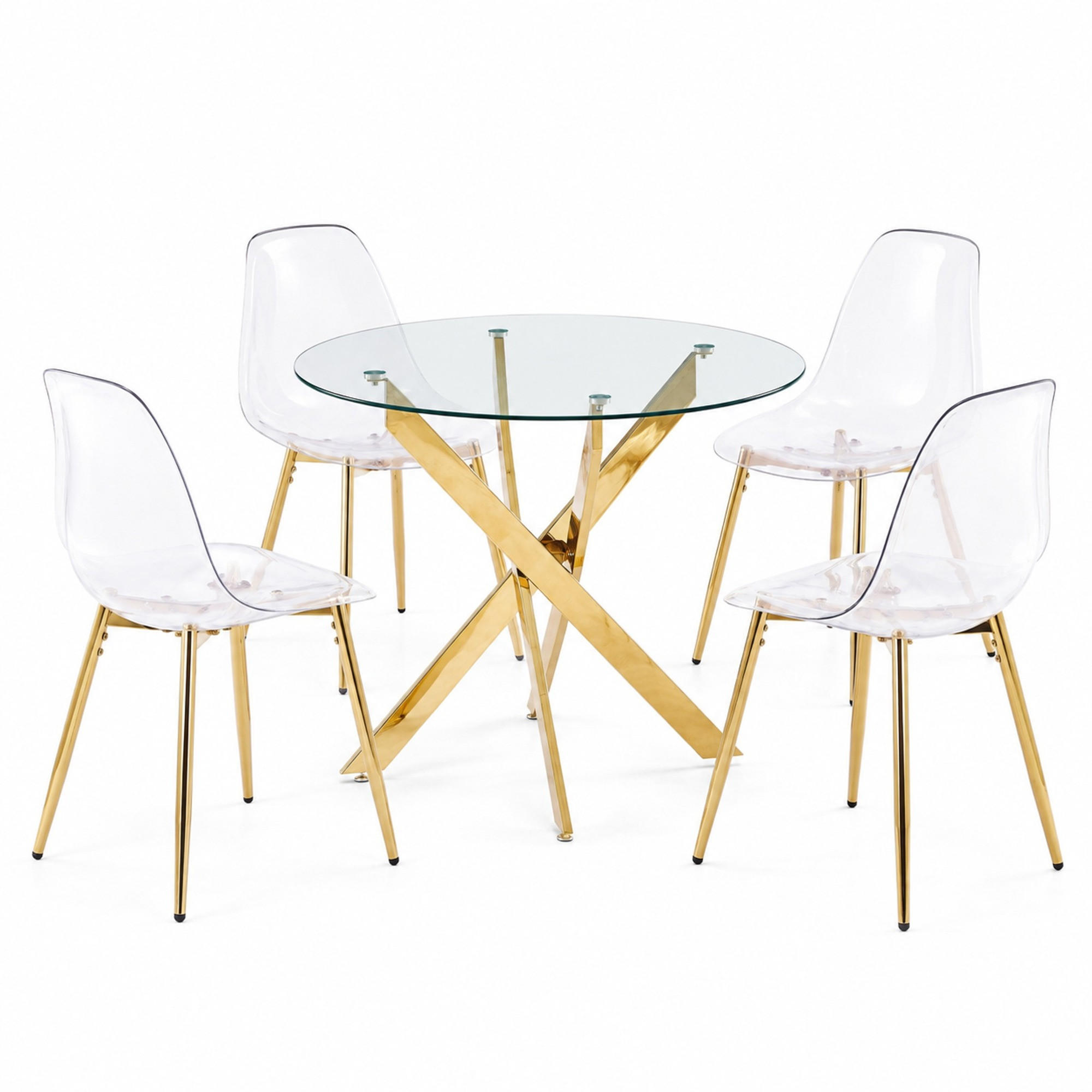 Meubliv Esszimmergarnitur Gold 80x75x80 cm