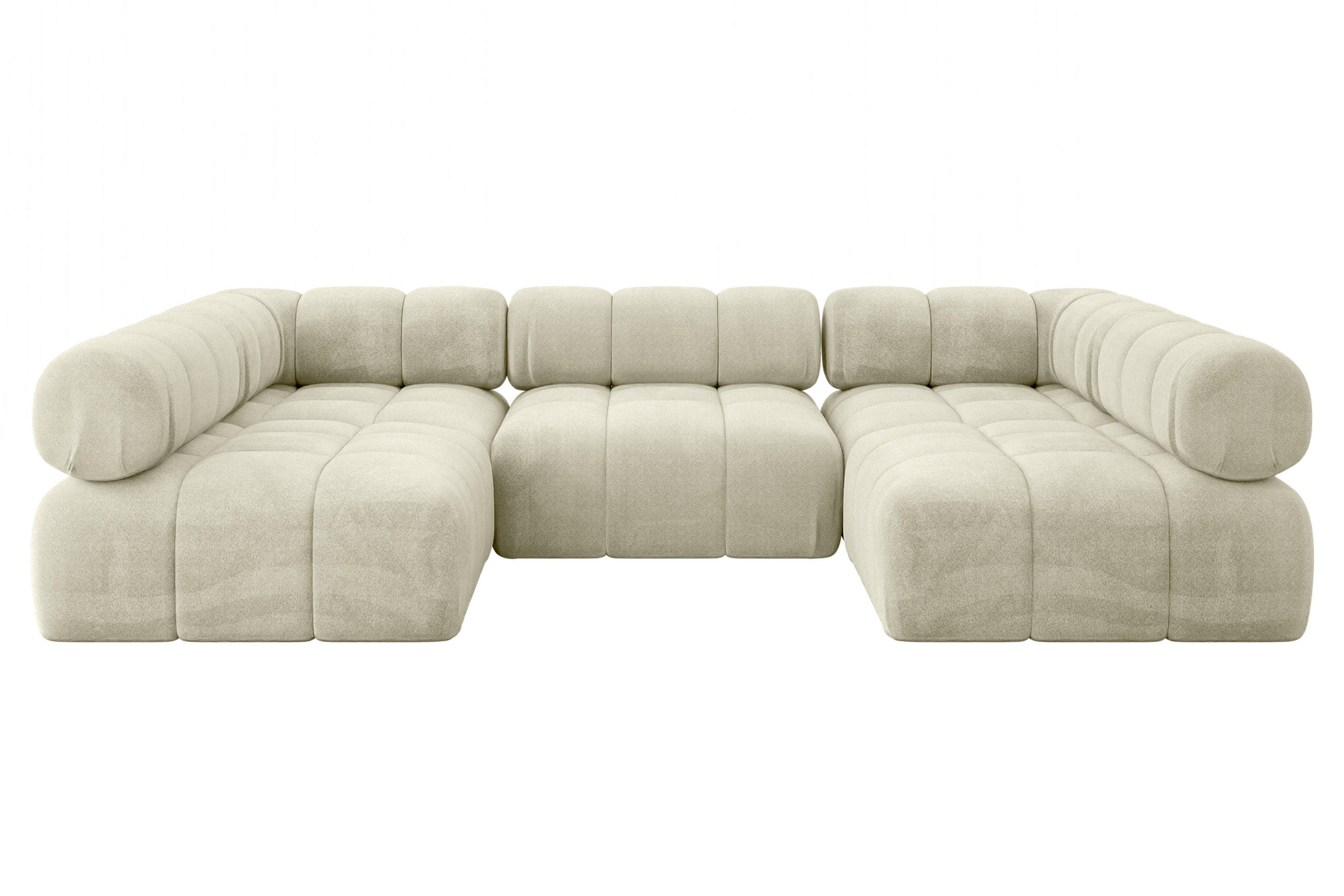 WOHNLANDSCHAFT modulares Sofa Garvo-U1 - 285x190x70 cm Beige Velours - Beige, Holzwerkstoff/Textil (285/70/190cm) - ALTDECOR