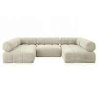 WOHNLANDSCHAFT modulares Sofa Garvo-U1 - 285x190x70 cm Beige Velours - Beige, Holzwerkstoff/Textil (285/70/190cm) - ALTDECOR