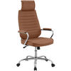 CHEFSESSEL Lederlook Hellbraun - Chromfarben/Hellbraun, Textil/Metall (60/117/67cm) - CLP
