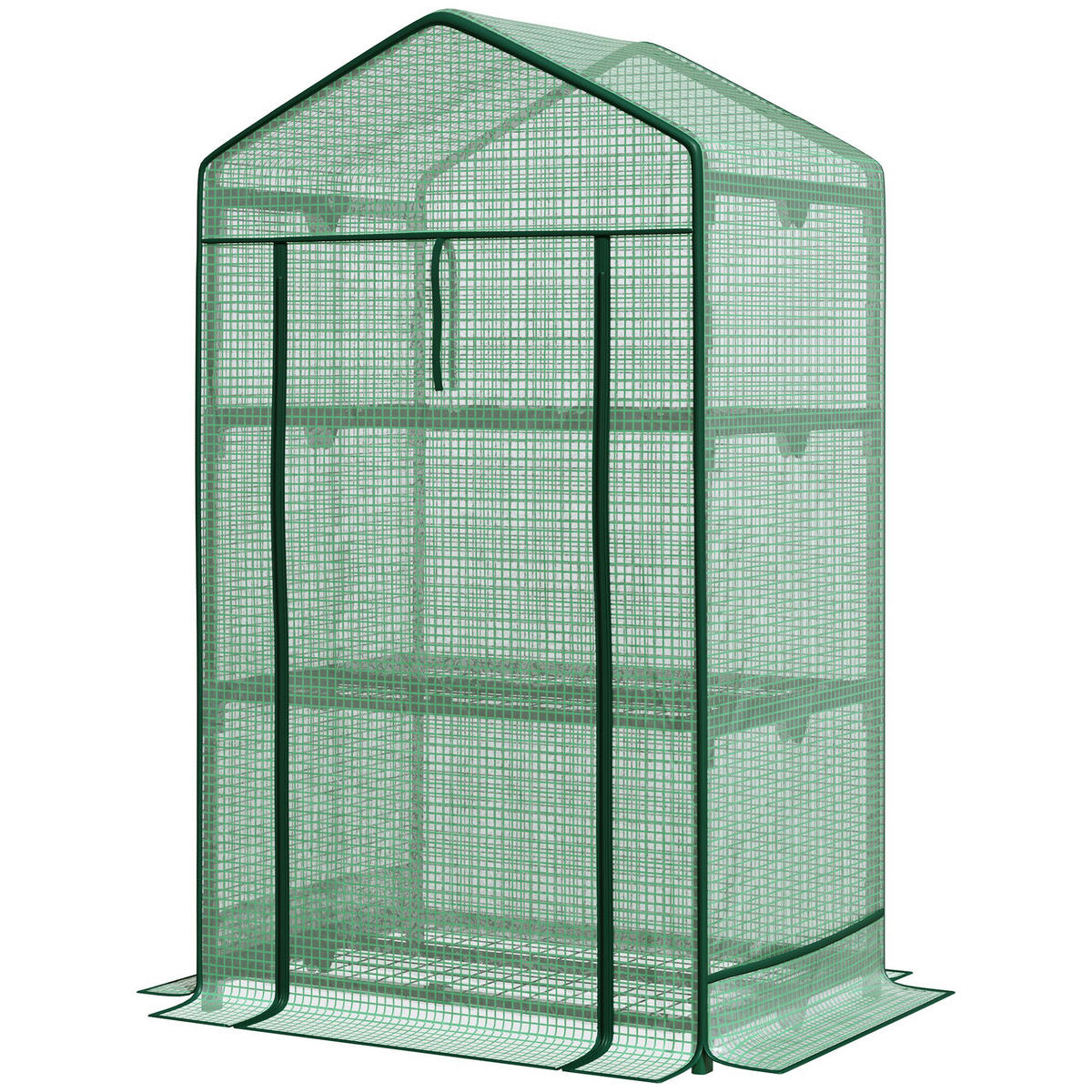 GEWÄCHSHAUS DE-05765 3 Regalböden, Rolltür - Grün, Kunststoff/Metall (49/125/69cm) - ComfortXL