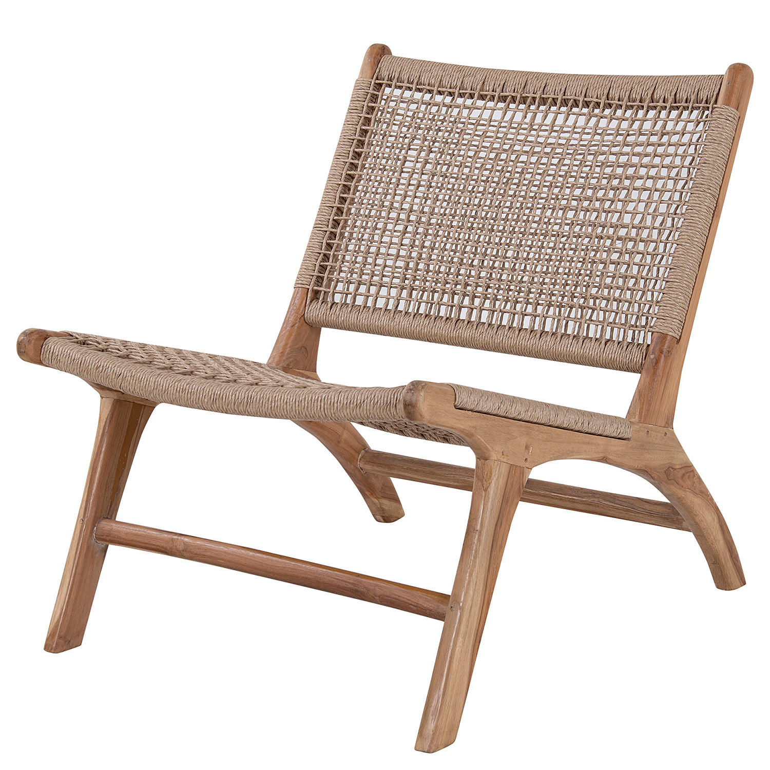 LOUNGESESSEL - Teakholz Massiv / Polyrattan - Natur - Braun, Naturmaterialien/Holz (60/73/80cm) - home24
