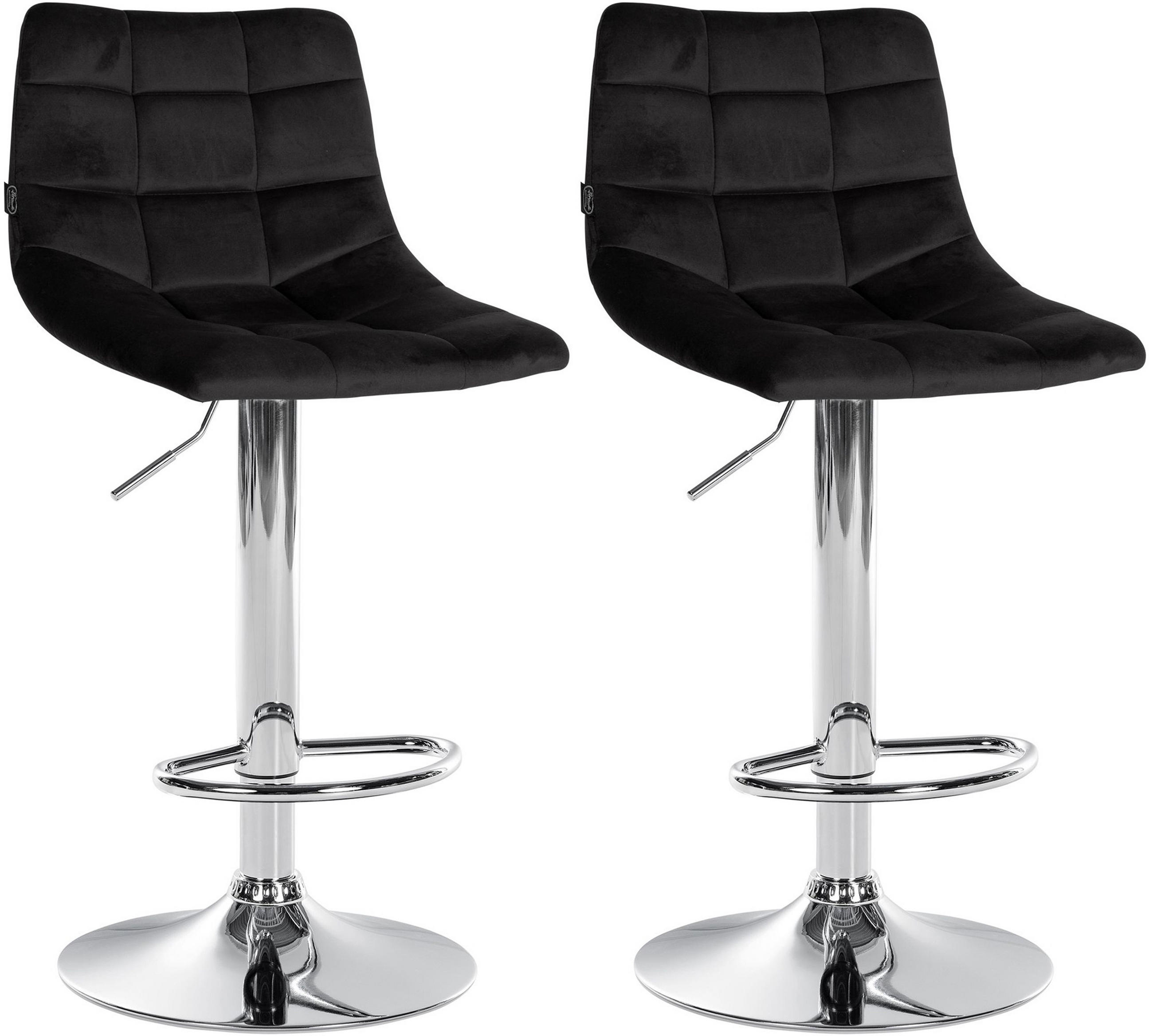 BARHOCKER 2er Set James Samt chrom schwarz - Chromfarben/Schwarz, Textil/Metall (43/108.5/46.5cm) - TPFLiving