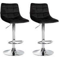 BARHOCKER 2er Set James Samt chrom schwarz - Chromfarben/Schwarz, Textil/Metall (43/108.5/46.5cm) - TPFLiving