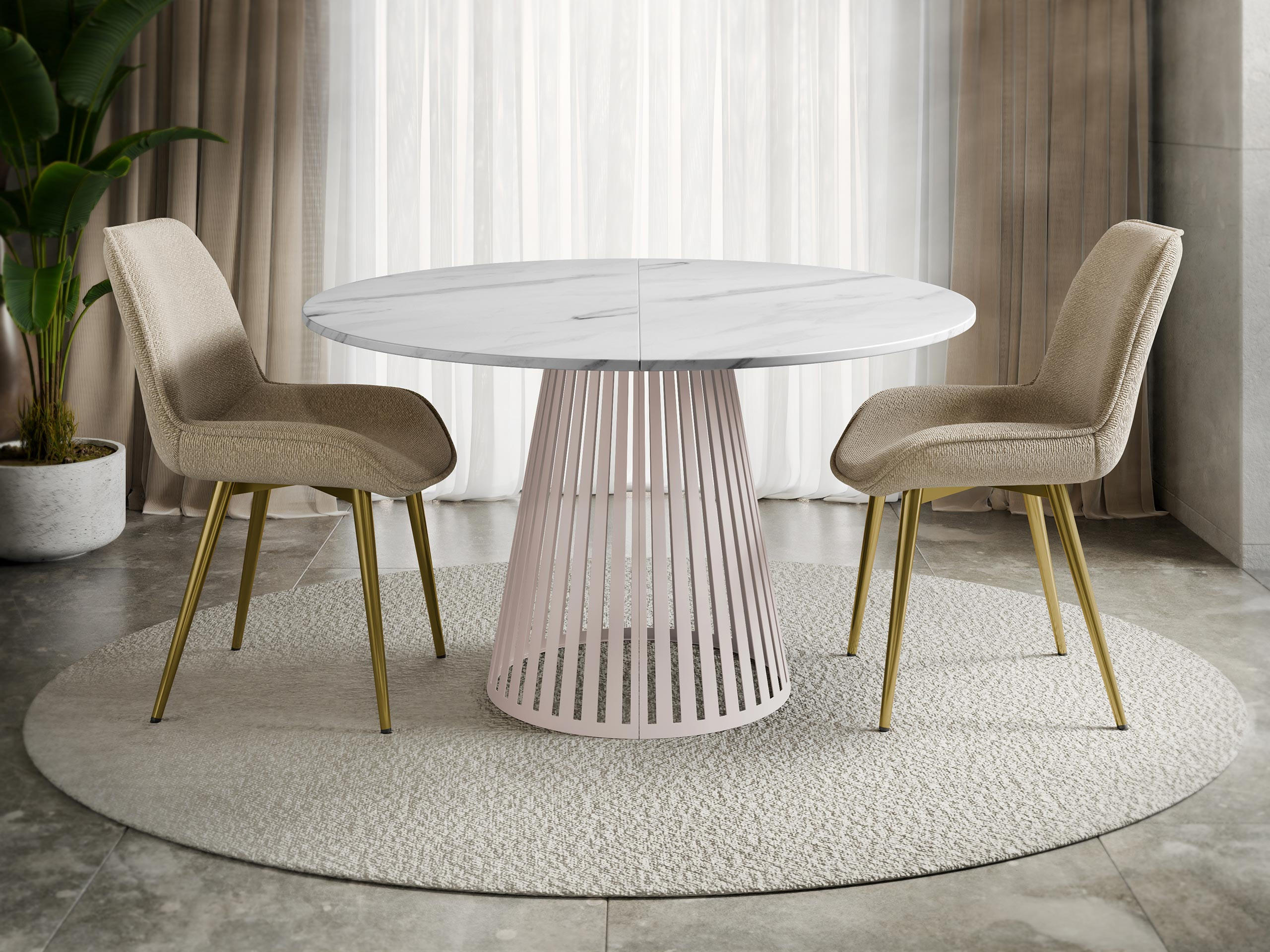 ESSTISCH ausziehbar Cone Cashmere 120 - Kaschmir/Weiß, Holzwerkstoff/Metall (120/120/76cm) - MIRJAN24