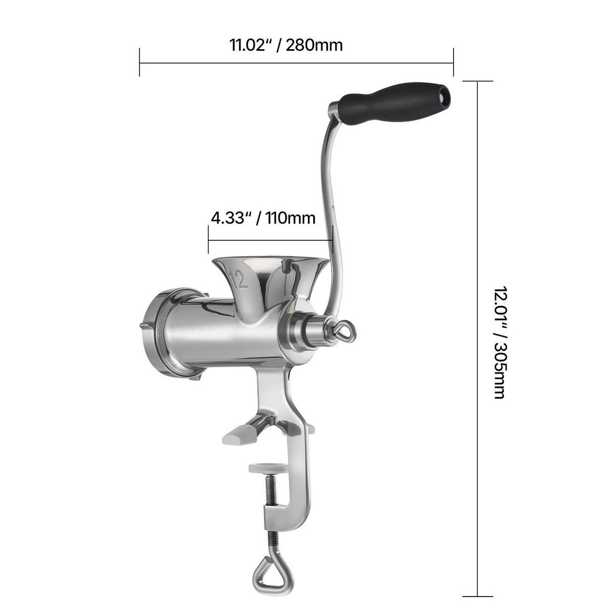 FLEISCHWOLF 1-teilig, Manueller Aus Edelstahl, 304 Edelstahl, - Silberfarben, Metall (32.3/15.21/35.5cm) - Rolipo
