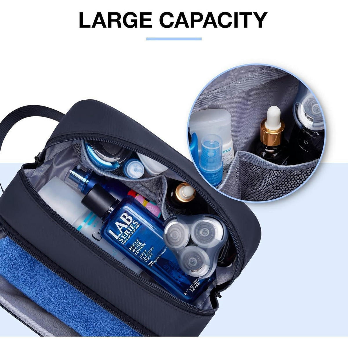 KULTURTASCHE Herren Wasserabweisend Blau - Dunkelblau, Kunststoff (8.9/16/25.9cm)