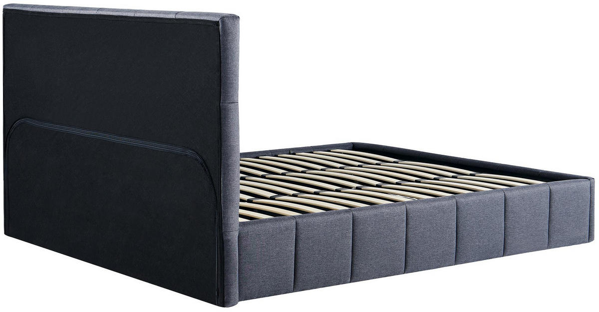 POLSTERBETT Negad Stoff Dunkelgrau Bett 180x200 - Dunkelgrau, Textil (180/200cm) - DELUKE