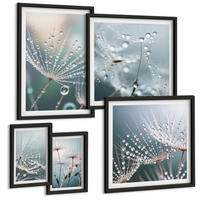 BILDER SET 5er Set - 50x50 cm & 20x30 cm & 40x60 cm Schwarzer Rahmen - Lineare abstrakte Motive - Schwarz, Kunststoff (40/60cm) - TULUP