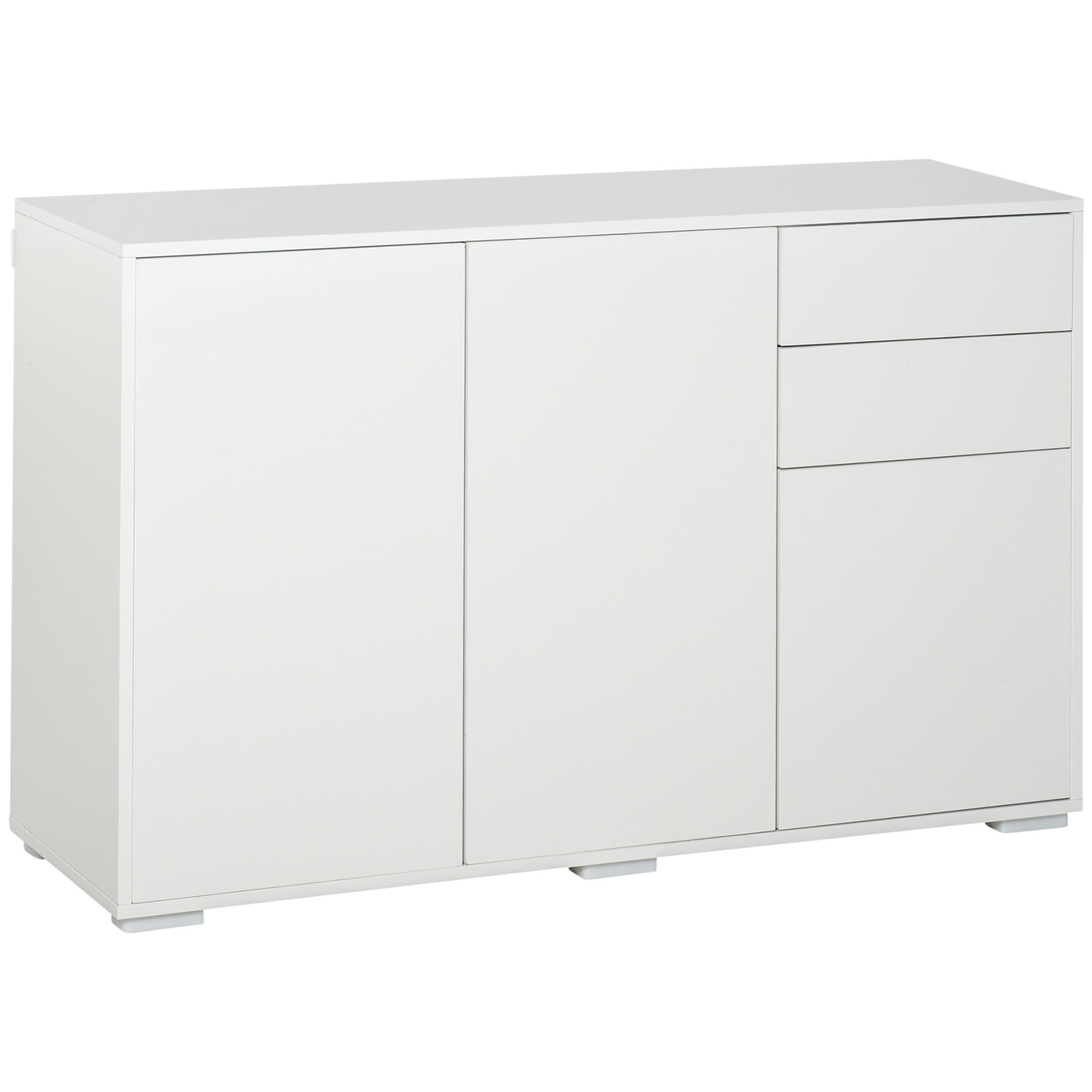 SIDEBOARD Förvaringsskåp Multiskåp med 2 lådor och 3 dörrar Vit 74/36/117 cm