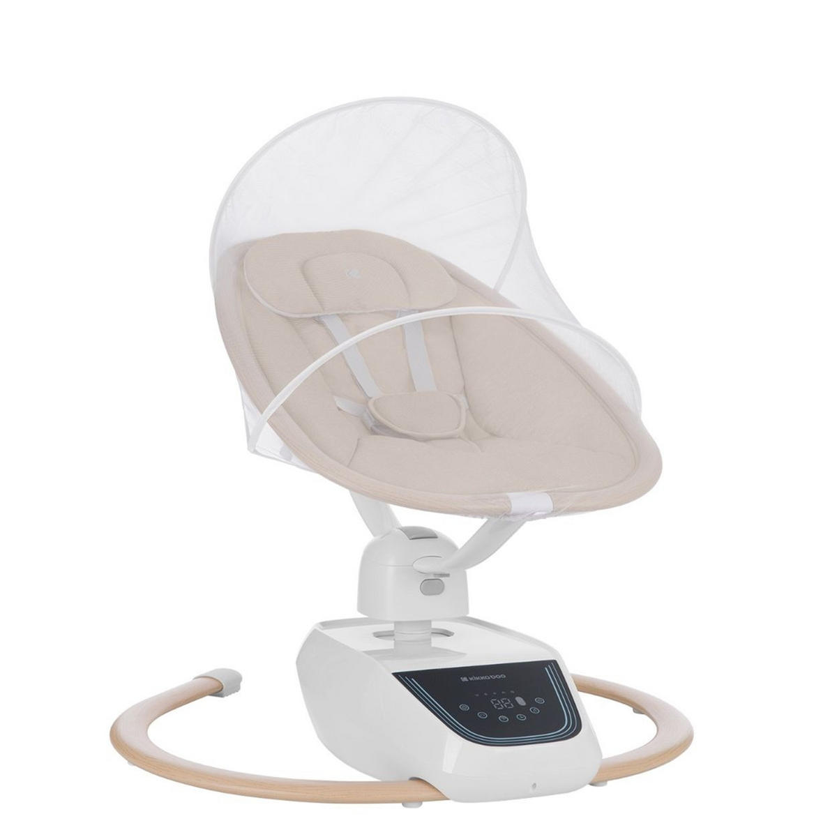 BABYWIPPE BeMoove beige Touchscreen, Fernbedienung, Moskitonetz, 5-Punkt-Gurt, 13 Melodien - Beige, Metall - Kikka boo