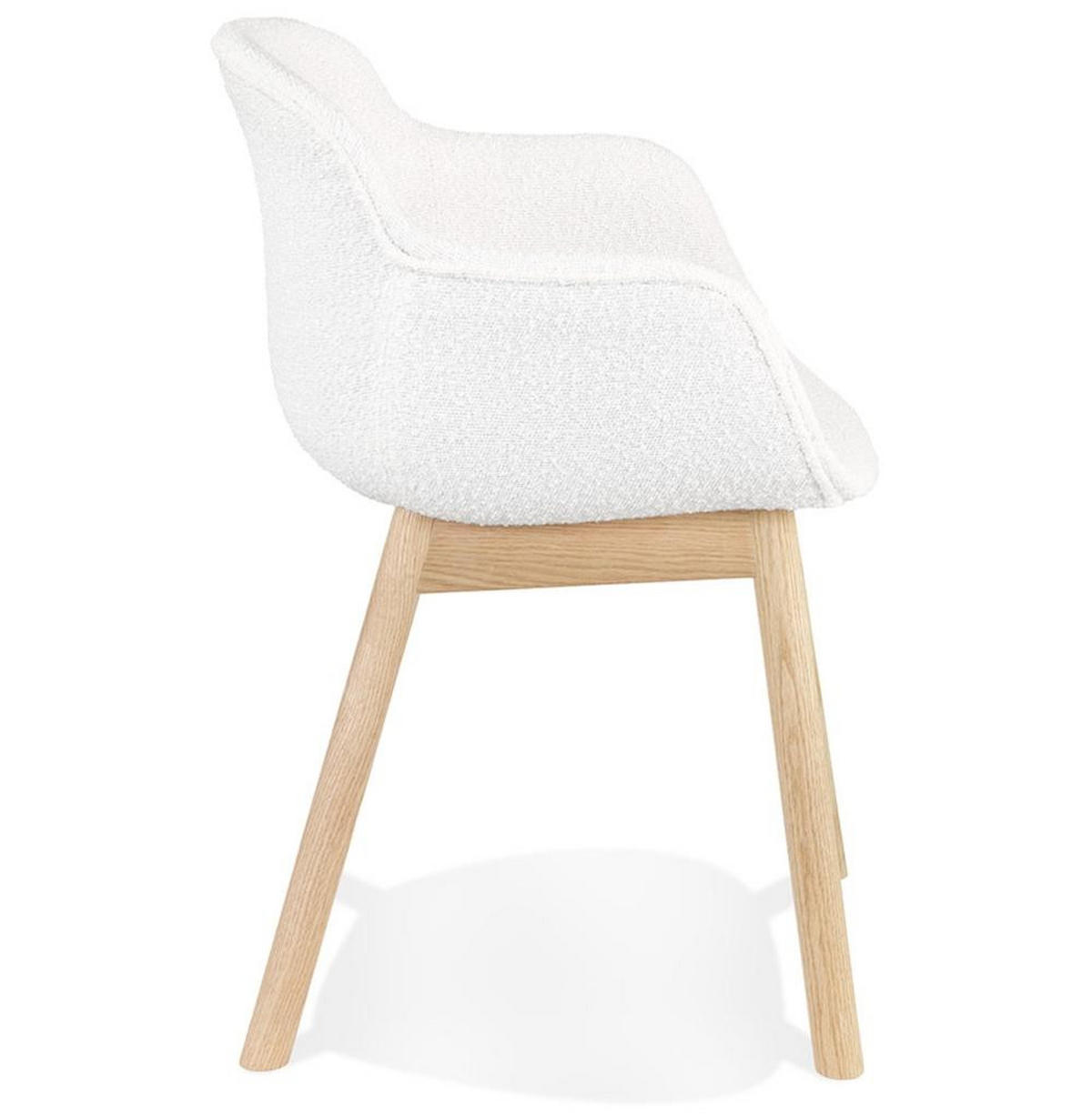 ARMLEHNSTUHL Bouclé Stoff Weiß Eiche Skandinavischer Stil ergonomisch KERANO - Beige/Weiß, Eichenholz/Textil (59/80/54cm) - KADIMA DESIGN