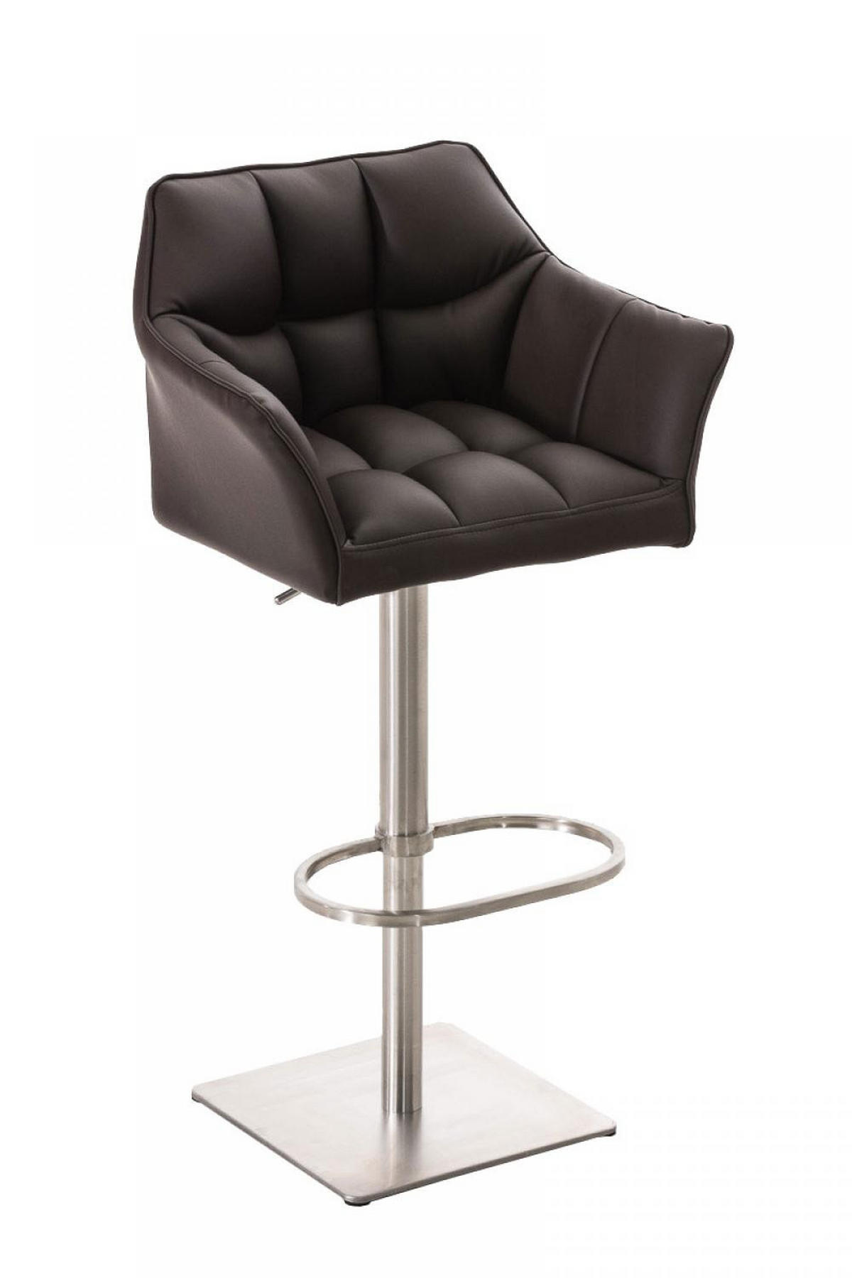 BARHOCKER 2er Set Lederlook Braun - Edelstahlfarben/Braun, Textil/Metall (64/88/45cm) - CLP
