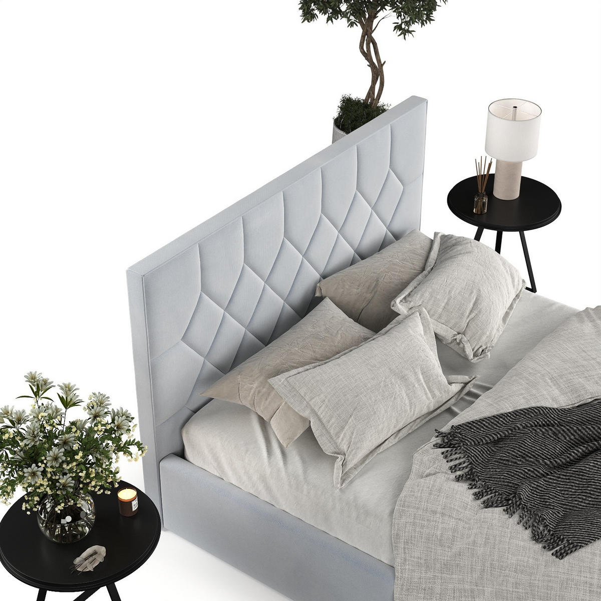 POLSTERBETT Brisa 140/200 cm Hellgrau im Paros Stoff - Hellgrau/Schwarz, Holz/Holzwerkstoff (140/200cm) - AltaBeds