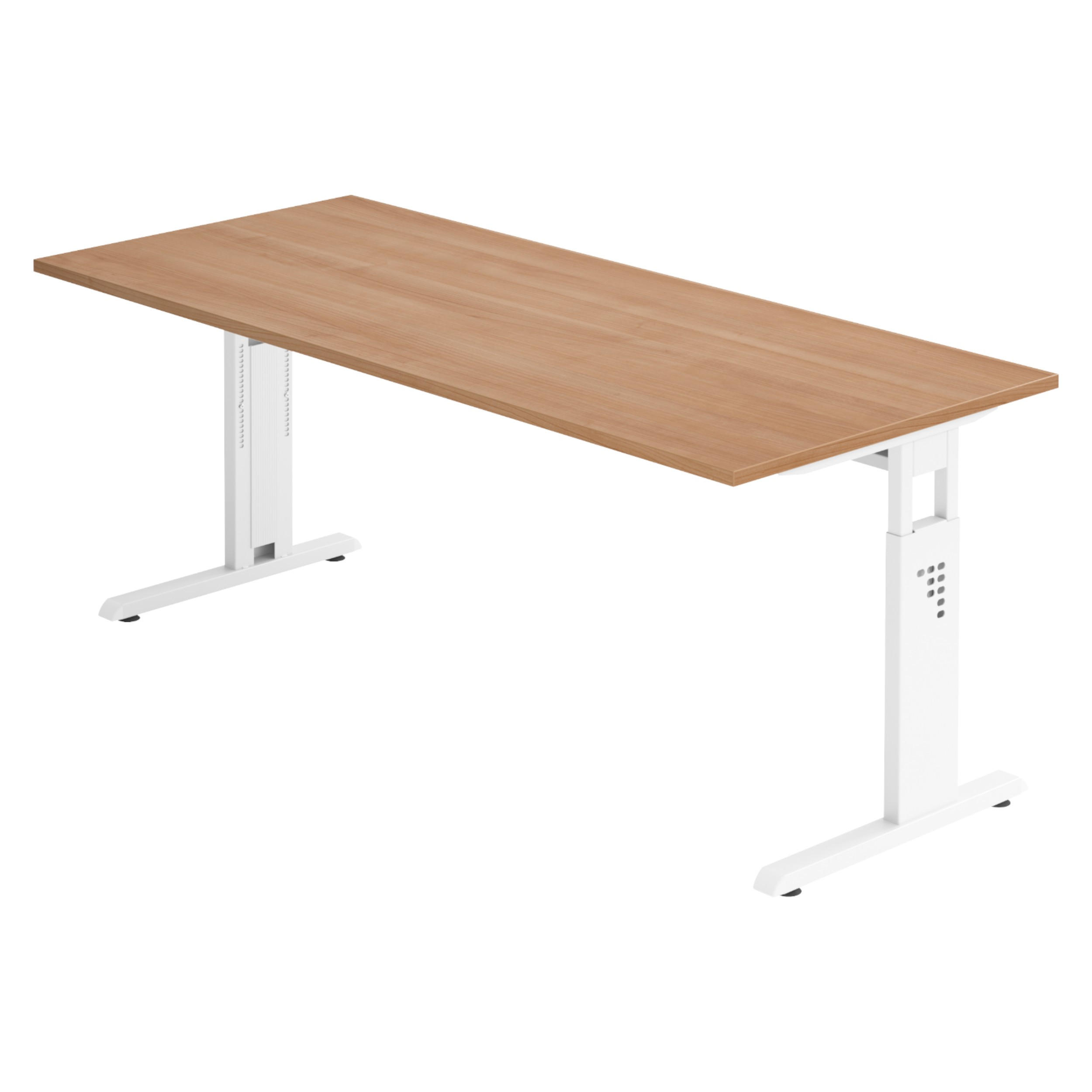 SCHREIBTISCH Serie-O 80/180/74 cm in Nussbaumfarben/Weiß - Nussbaumfarben/Weiß, Holzwerkstoff (80/180/74cm) - bümö