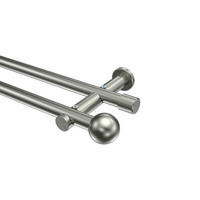 GARDINENSTANGEN-SET Platon Luino 480 cm (geteilt in 3 x 160 cm), 2-läufig (ohne Ringe), 20 mm Ø Edelstahl-Optik - Edelstahlfarben, Metall (480cm) - INTERDECO