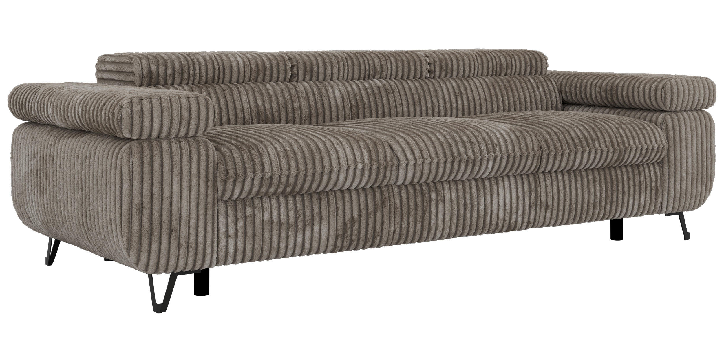 3-SITZER SOFA PETER - Hellbraun Cord - Hellbraun/Schwarz, Textil/Metall (262/76/99cm) - MKS