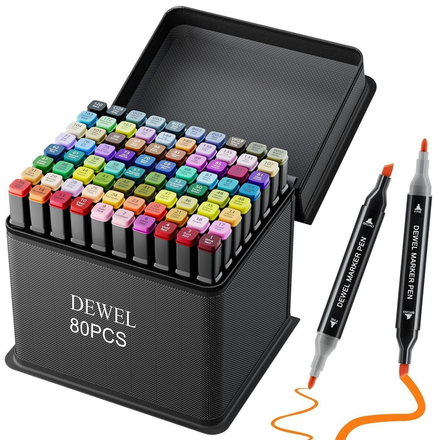 ACRYLSTIFTE Set 80 Farben Doppelspitze wasserfest - Multicolor, Kunststoff (15/14/18cm)