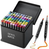 ACRYLSTIFTE Set 80 Farben Doppelspitze wasserfest - Multicolor, Kunststoff (15/14/18cm)