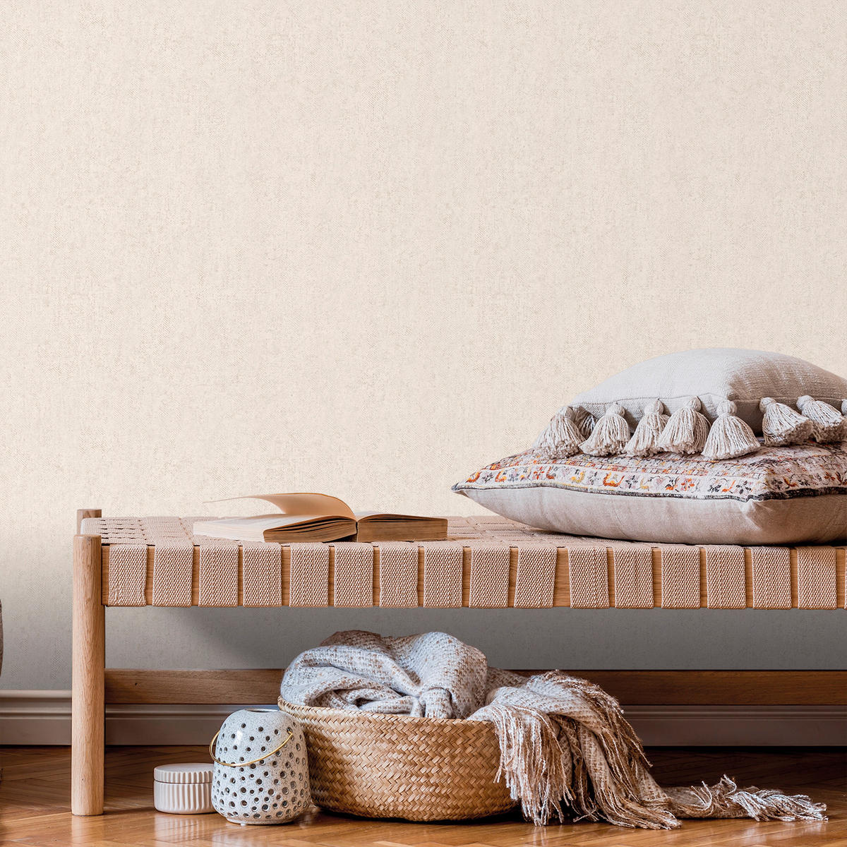 TAPETE Leinen-Optik 53 cm x 10 m - Beige, Papier (53/1000cm) - Sanders & Sanders