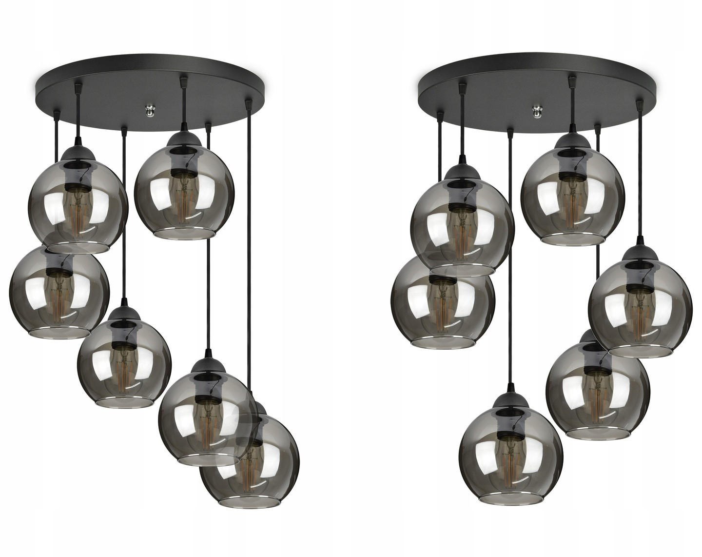 PENDELLEUCHTE HAGEN - Transparent/Schwarz, Glas/Metall (40/40/70cm) - kiki design