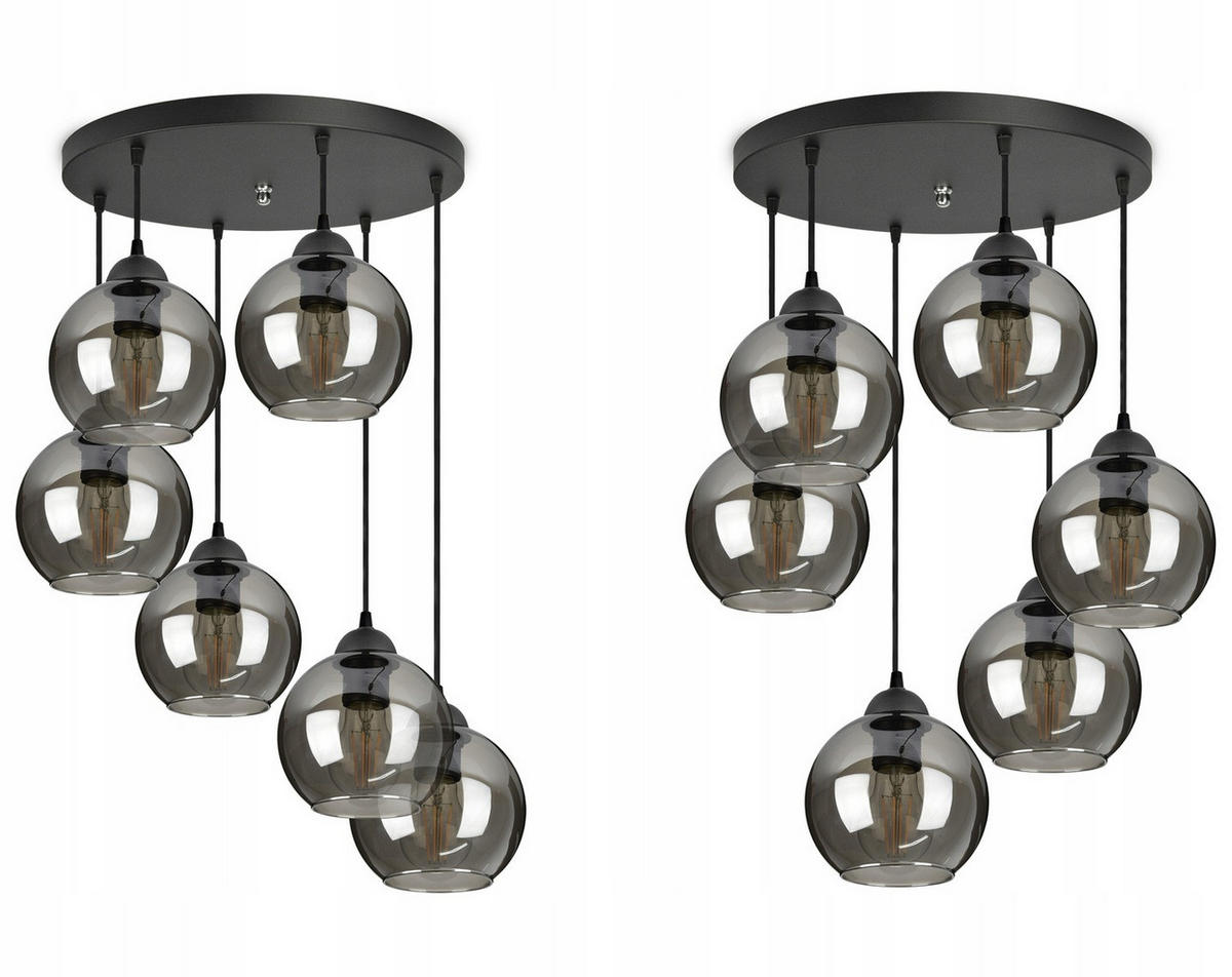 PENDELLEUCHTE HAGEN - Transparent/Schwarz, Glas/Metall (40/40/70cm) - kiki design
