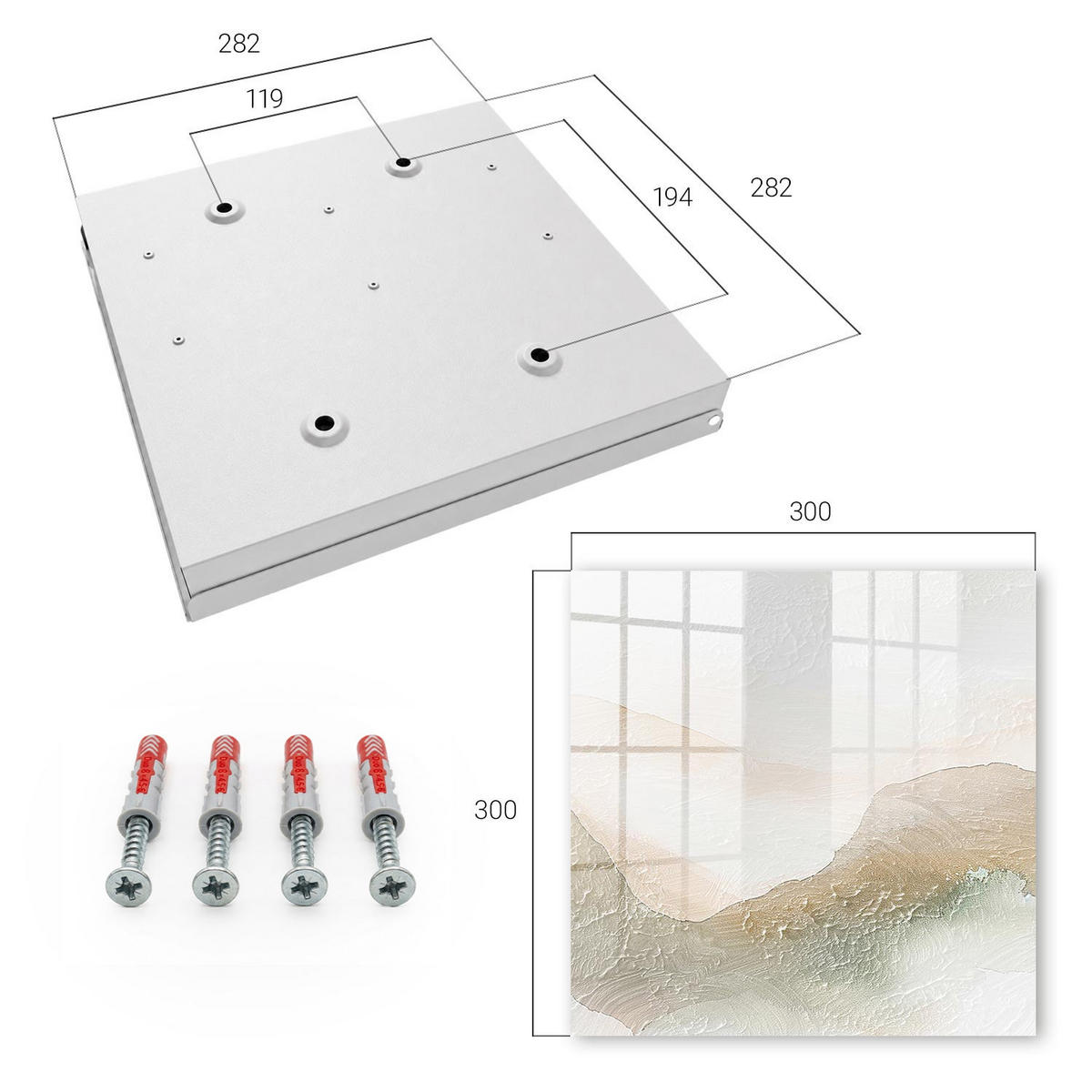 SCHLÜSSELBOX Weiß 30x30 cm – Türöffnung nach rechts - Harmonie der Natur - Beige, Metall (30/30/5cm) - TULUP