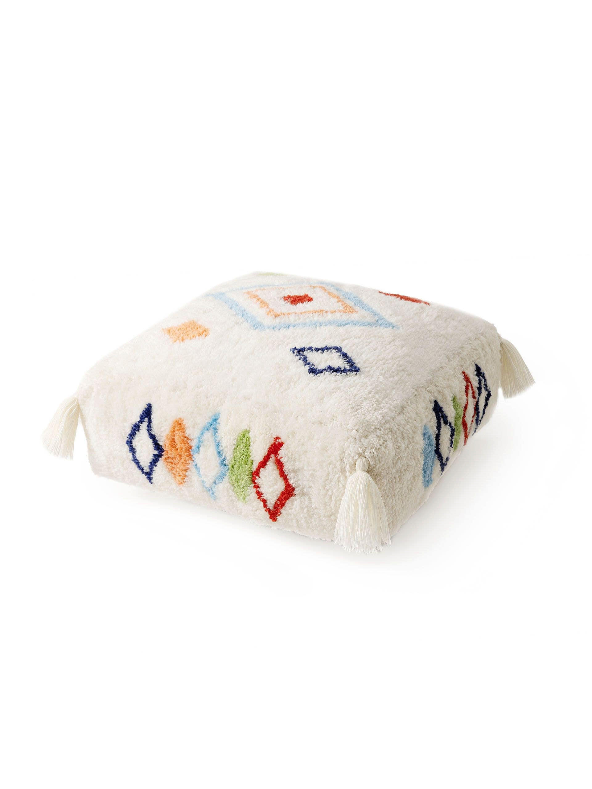 WOLL-POUF handgefertigt Malika Multicolor 55x55x20 cm - Multicolor, Textil (55/20/55cm) - Lytte