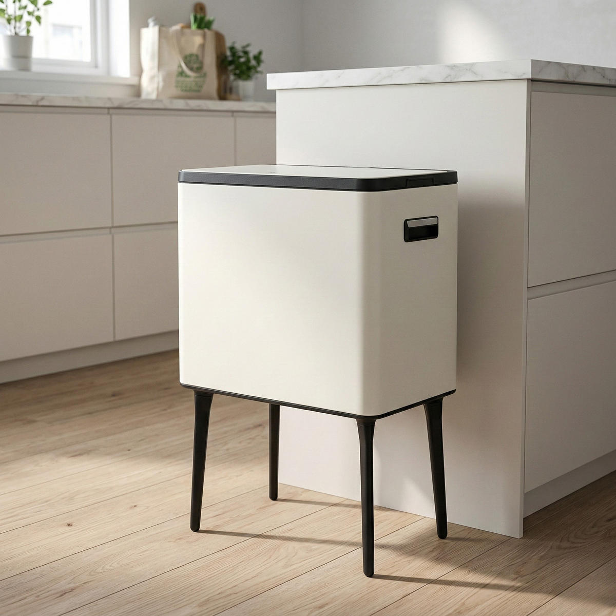 MÜLLEIMER Metall 35 l 45,5/30,5/68,5 cm - Weiß, Metall (30.5/68.5/45.5cm) - Storage solutions