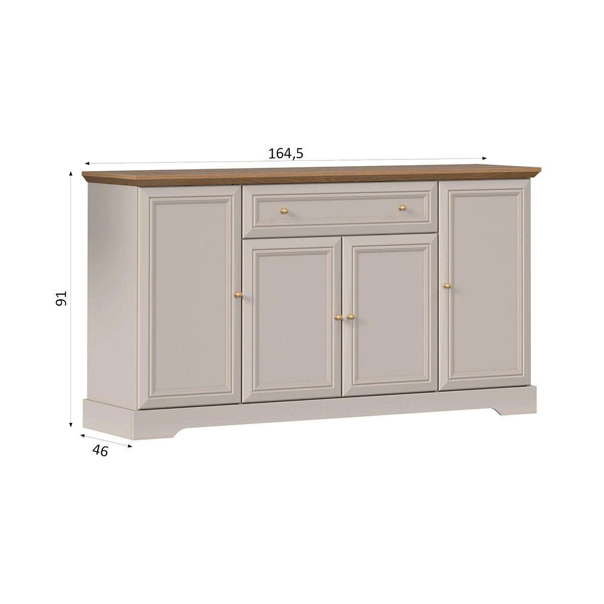 KOMODA Dulci Kašmir i drvo - bež, drvni materijal (164.7/91.5/46.2cm) - Petits-meubles